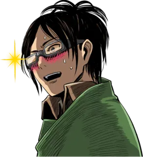 😳 Hange Zoë Attack on Titan animé, l'attaque des titans, hange zoe, rougissant, mignon telegram sticker