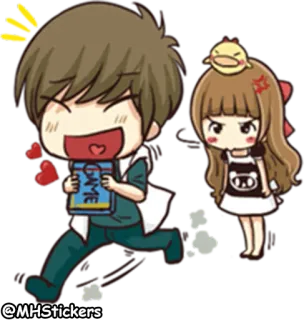 😈 amor, pareja, enojado, lindo, anime, dibujos animados whatsapp sticker