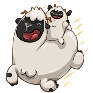 👨 양, 동물, 귀여운, 만화, 행복한, 어린 양 telegram sticker