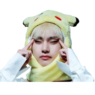 😖 사람, 피카츄 모자, 케이팝, 남성, 아이돌, 아시아인, 인물사진 telegram sticker