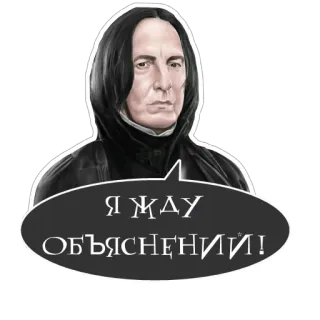 🤔 Severus Snape Harry Potter Я ЖДУ ОБЪЯСНЕНИЙ! harry potter, severus snape, snape, professor snape, russisch, erwarte eine erklärung telegram sticker
