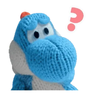 🧐 Yoshi Yoshi, Nintendo, personaggio, punto interrogativo, adesivo, Yoshi blu, Yoshi di maglia, giocattolo, carino whatsapp sticker