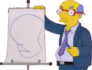 ✏ Milhouse Van Houten The Simpsons The Simpsons, cartoon, drawing, Milhouse, teacher, art, lesson telegram sticker