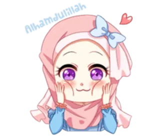 😃 Assalamualaikum muzułmanin, hidżab, islam, dziewczyna, anime, słodkie telegram sticker
