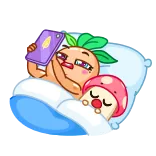 😴 Hoạt hình, Đang ngủ, Gối, Rau, Dễ thương, Kawaii telegram sticker