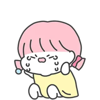 😢 weinen, traurig, Cartoon, Emotion, weinend, verärgert, pinke Haare telegram sticker
