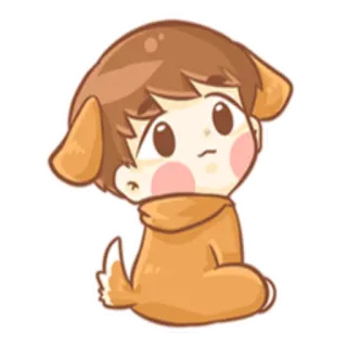 😏 Desenho animado, Cachorro, Filhote, Fofo, Chibi, Kawaii telegram sticker