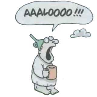 👋 AAALOOOO!!! 만화, 외침, 하품, 졸린, 아침 telegram sticker