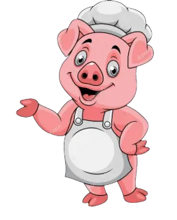 🐷 หมู, เชฟ, ผ้ากันเปื้อน, การ์ตูน, สัตว์ telegram sticker