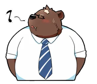😙 bear, cartoon, glasses, tie, sweaty, exhausted whatsapp sticker