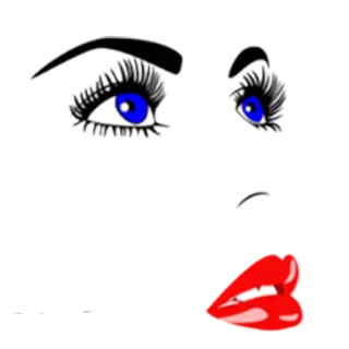 🙁 ojos, labios, cara, maquillaje, belleza telegram sticker