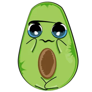 😢 avocat, mignon, kawaii, nourriture, fruit, dessin animé telegram sticker