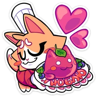 🥰 люблю cat, chef, love, cute, heart, dessert, food, kawaii telegram sticker