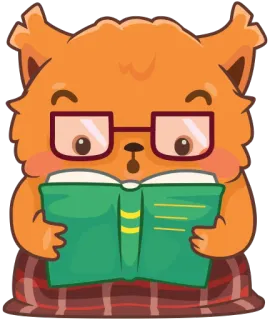 🎓 สัตว์, การอ่าน, หนังสือ, แว่นตา, การ์ตูน telegram sticker