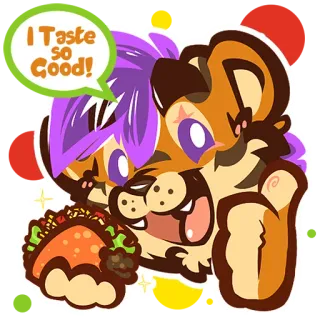 💕 I Taste so Good! 타코, 만화, 음식, 귀여운, 동물, 일러스트 telegram sticker
