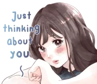 😳 Just thinking about you Anime, Chica, Pensando, Amor, Lindo, Romántico, Sentido, Afecto telegram sticker