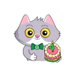 🎂 Katze, Cartoon, Kuchen, Geburtstag, Tier, Feier, süß whatsapp sticker