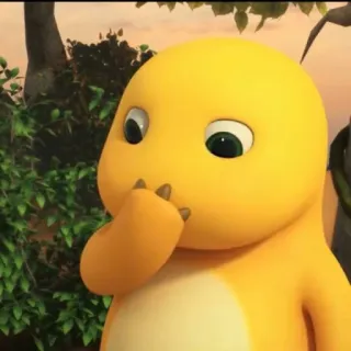 🧬 dinosaure, jaune, mignon, dessin animé, animation, personnage whatsapp sticker