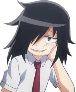 😏 Tomoko Kuroki WataMote Anime, Chica, Uniforme escolar, Presumida, Tomoko Kuroki, WataMote telegram sticker