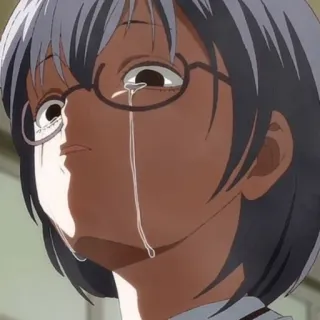 ➖ crying, anime, sad, tears, glasses, emotional telegram sticker