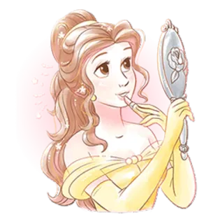 💄 Belle Beauty and the Beast Belle, Beauty and the Beast, Disney, princess, mirror, makeup telegram sticker