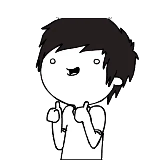 👍 desenho animado, personagem, preto e branco, polegar para cima, positivo, ilustração telegram sticker