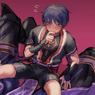 🤔 Wanderer Genshin Impact anime, personaggio, videogioco, viola telegram sticker