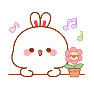 🌸 hoạt hình, thỏ, dễ thương, hoa, âm nhạc, kawaii whatsapp sticker