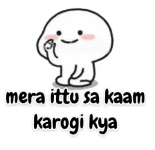 😐 mera ittu sa kaam karogi kya carino, richiesta, cartone animato, kawaii telegram sticker