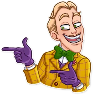 😃 homem, apontando, terno, luvas, personagem, sorrindo telegram sticker