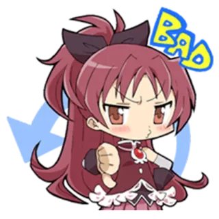 👎 BAD Anime, Ragazza, Pollice verso, Male, Disapprovazione telegram sticker