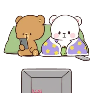 📺 熊, 卡通, 可爱, 放松, 娱乐, 看电视 telegram sticker
