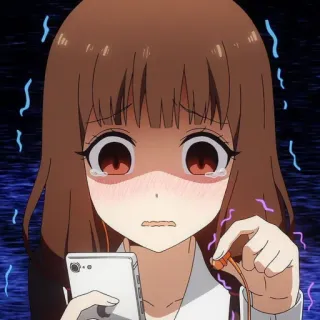 🎭 Anime, Ragazza, Triste, Telefono, Piangendo, Cuffie telegram sticker
