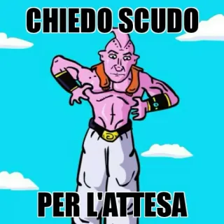 😅 CHIEDO SCUDO
PER L'ATTESA meme, divertente, cartone animato, battuta, richiesta, scusa, italiano telegram sticker