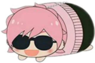 😽 Anime, Dibujos animados, Kawaii, Lindo, Frijol, Rosa, Gafas de sol telegram sticker