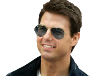 😎 Tom Cruise นักแสดง, คนดัง, ยิ้ม, แว่นกันแดด, นักบิน telegram sticker