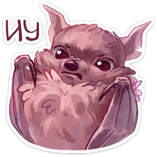 🤷‍♂️ ИУ bat, cute, animal, cartoon, sticker, flying mammal telegram sticker
