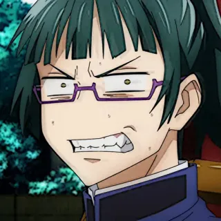 💫 Maki Zenin Jujutsu Kaisen anime, manga, character, glasses, angry, funny, expression telegram sticker