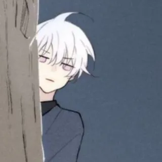 🥞 anime style, character, illustration, white hair, art, manga, peeking, cute telegram sticker