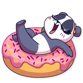 🍩 Панда, Пончик, Милый, Мультфильм, Животное, Еда whatsapp sticker