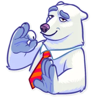 👌 Oso polar, Señal de OK, Negocios, Dibujos animados, Pegatina whatsapp sticker