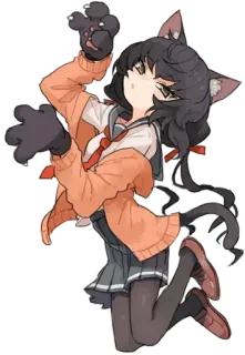 😸 Anime, Ragazza gatto, Neko, Uniforme scolastica, Kawaii, Carino, Manga, Illustrazione telegram sticker