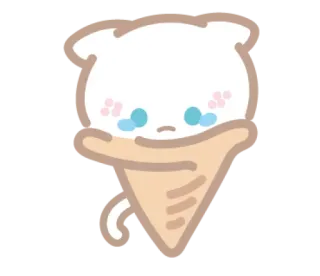 🍦 helado, gato, lindo, kawaii, triste, llorando telegram sticker