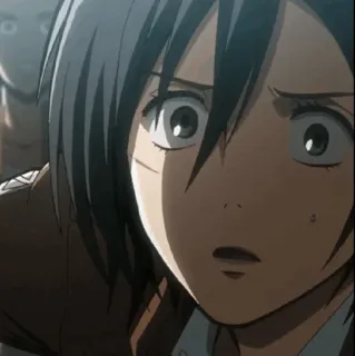 ❤️ Mikasa Ackerman Attack on Titan อนิเมะ, กลัว, ตกใจ, ตัวละคร, ผู้หญิง whatsapp sticker