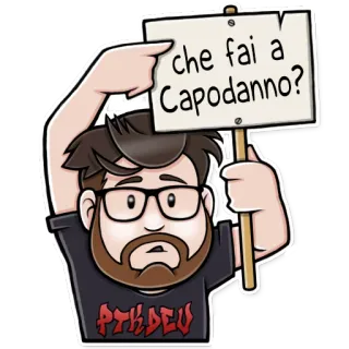 🎇 che fai a Capodanno? итальянский, новый год, вопрос, мужчина, мультфильм, стикер telegram sticker