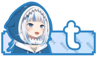 🔤 Gawr Gura t vtuber, squalo, gawr gura, anime, cartone animato telegram sticker