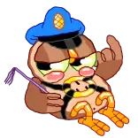 😏 猫头鹰, 警察, 警官, 中指, 卡通, 动物 telegram sticker