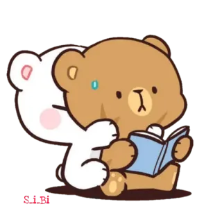 😁 LLML 熊, 卡通, 可爱, 阅读, 牛奶, 爱 telegram sticker
