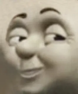 😏 Thomas the Tank Engine trem, desenho animado, rosto, locomotiva, personagem telegram sticker