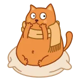 😨 cat, cute, orange, scarf, animal, cartoon whatsapp sticker